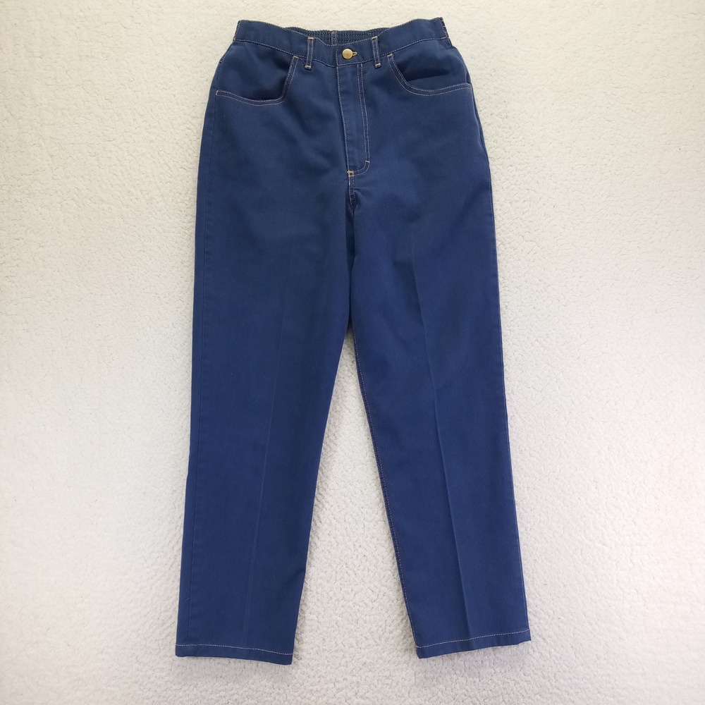 Blair Vintage High Waisted Straight Leg Pants Indigo Blue Elastic Waist 10P JJS2